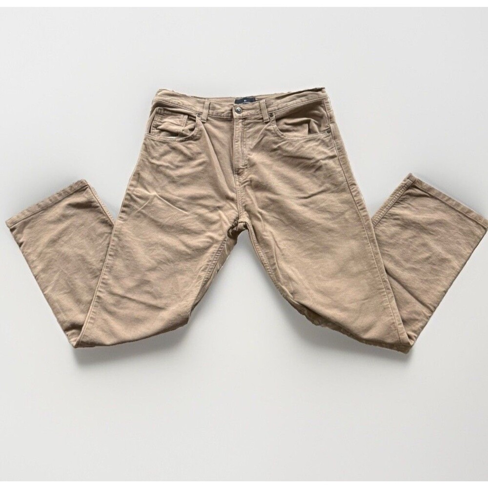 Blue Harbour Men’s Beige Chino Pants 34W Cotton Twill Straight Leg Pockets